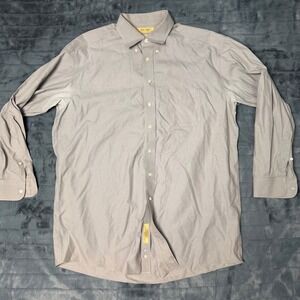 Roundtree & Yorke Gold Label Mens 16.5 34 Non-Iron Pinpoint Cotton Shirt Tan